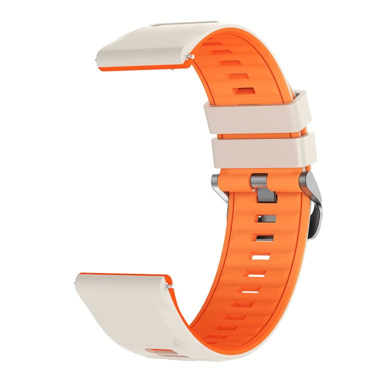 22mm Black Steel Pin Buckle Two Color Silicone Watch Band