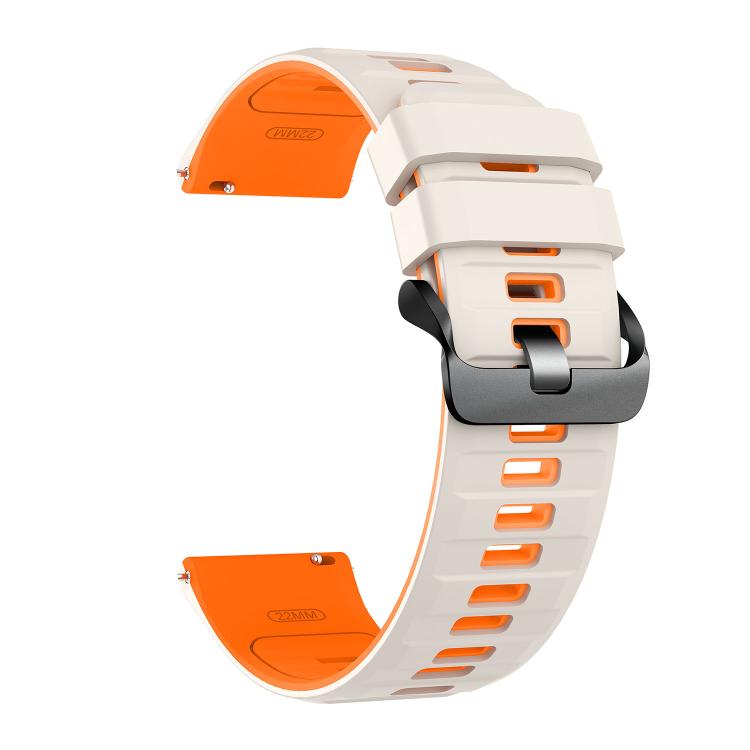 22mm Black Steel Pin Buckle Two Color Silicone Watch Band