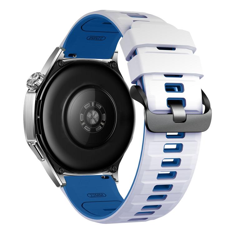 22mm Black Steel Pin Buckle Two Color Silicone Watch Band