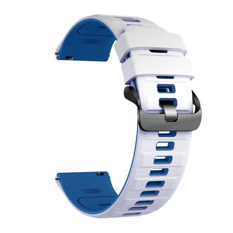 22mm Black Steel Pin Buckle Two Color Silicone Watch Band