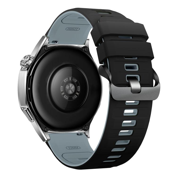 22mm Black Steel Pin Buckle Two Color Silicone Watch Band