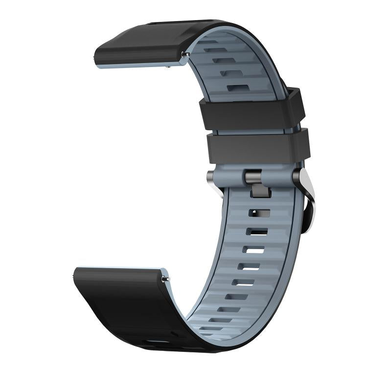 22mm Black Steel Pin Buckle Two Color Silicone Watch Band