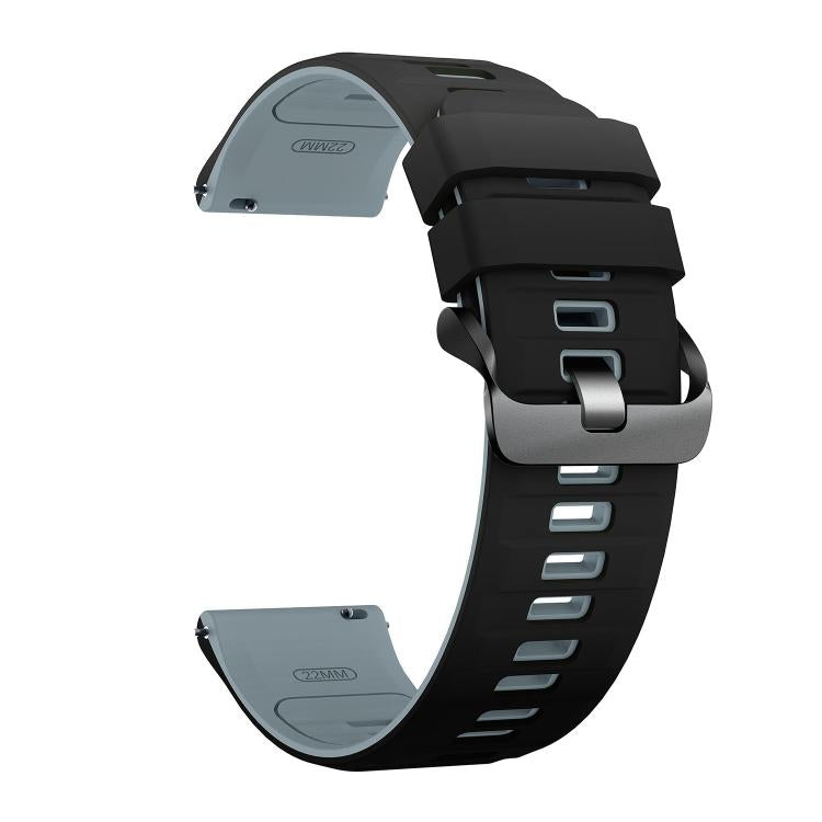 22mm Black Steel Pin Buckle Two Color Silicone Watch Band
