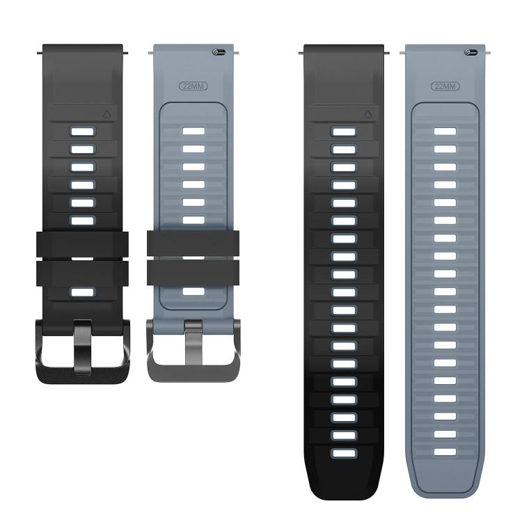22mm Black Steel Pin Buckle Two Color Silicone Watch Band