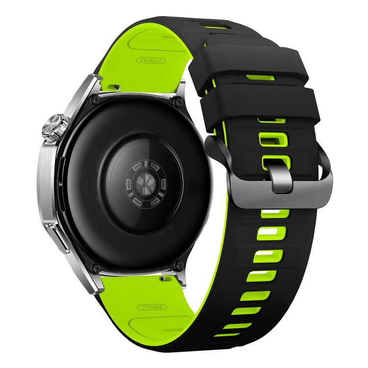 22mm Black Steel Pin Buckle Two Color Silicone Watch Band
