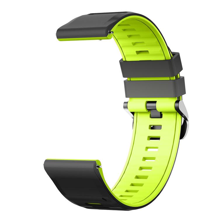 22mm Black Steel Pin Buckle Two Color Silicone Watch Band