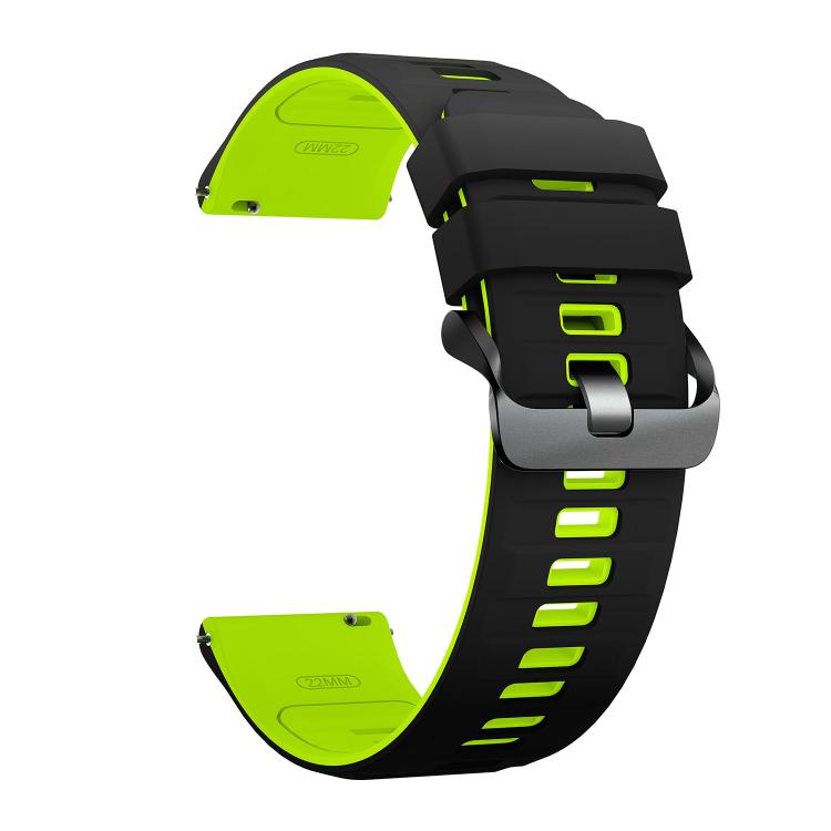 22mm Black Steel Pin Buckle Two Color Silicone Watch Band