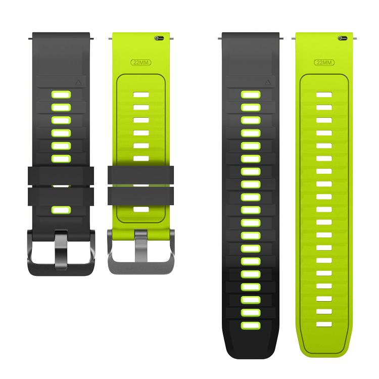 22mm Black Steel Pin Buckle Two Color Silicone Watch Band