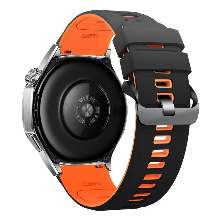 22mm Black Steel Pin Buckle Two Color Silicone Watch Band