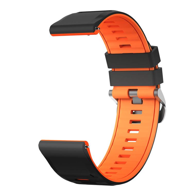 22mm Black Steel Pin Buckle Two Color Silicone Watch Band