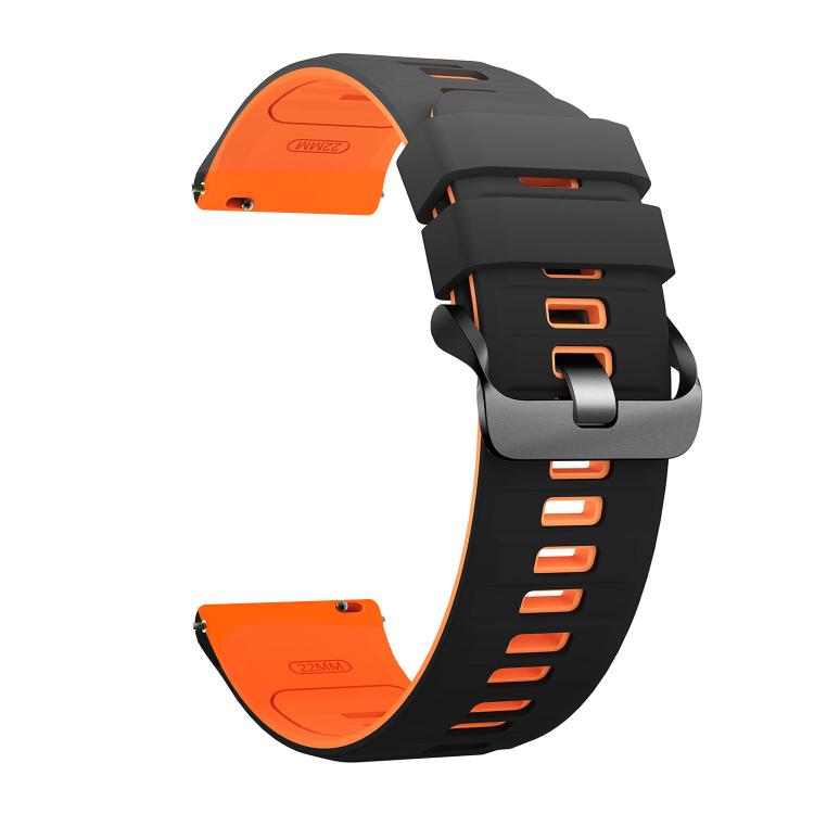 22mm Black Steel Pin Buckle Two Color Silicone Watch Band