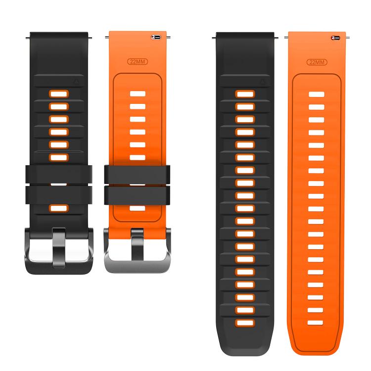 22mm Black Steel Pin Buckle Two Color Silicone Watch Band