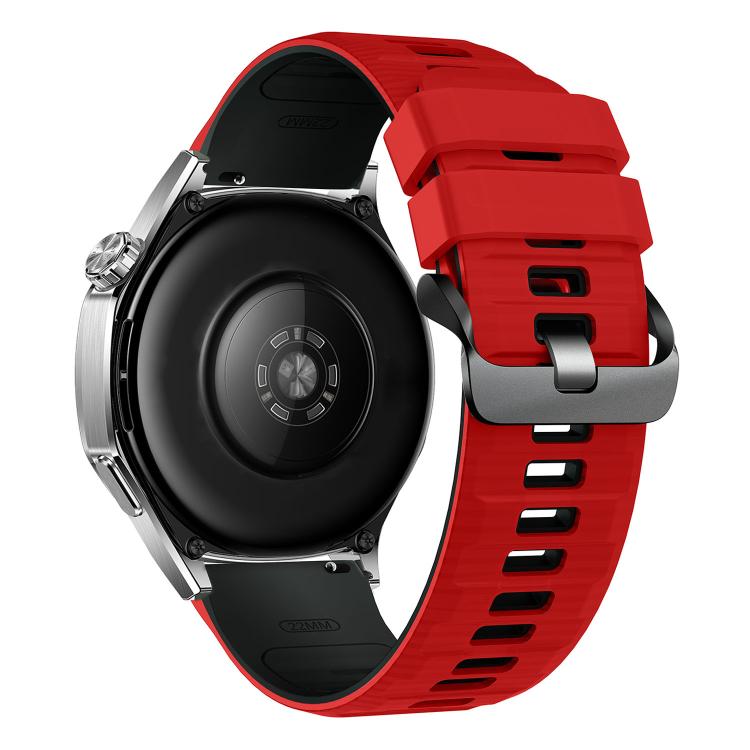 22mm Black Steel Pin Buckle Two Color Silicone Watch Band