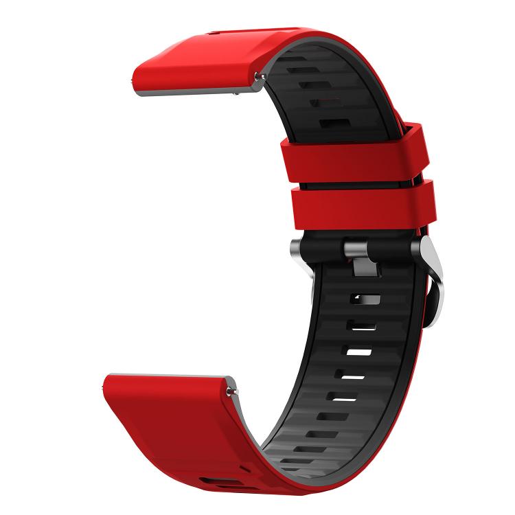 22mm Black Steel Pin Buckle Two Color Silicone Watch Band