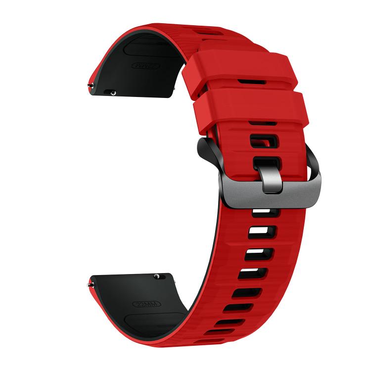 22mm Black Steel Pin Buckle Two Color Silicone Watch Band