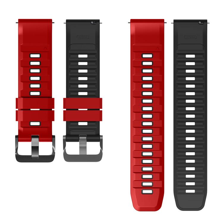 22mm Black Steel Pin Buckle Two Color Silicone Watch Band