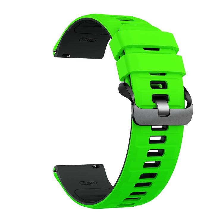 22mm Black Steel Pin Buckle Two Color Silicone Watch Band