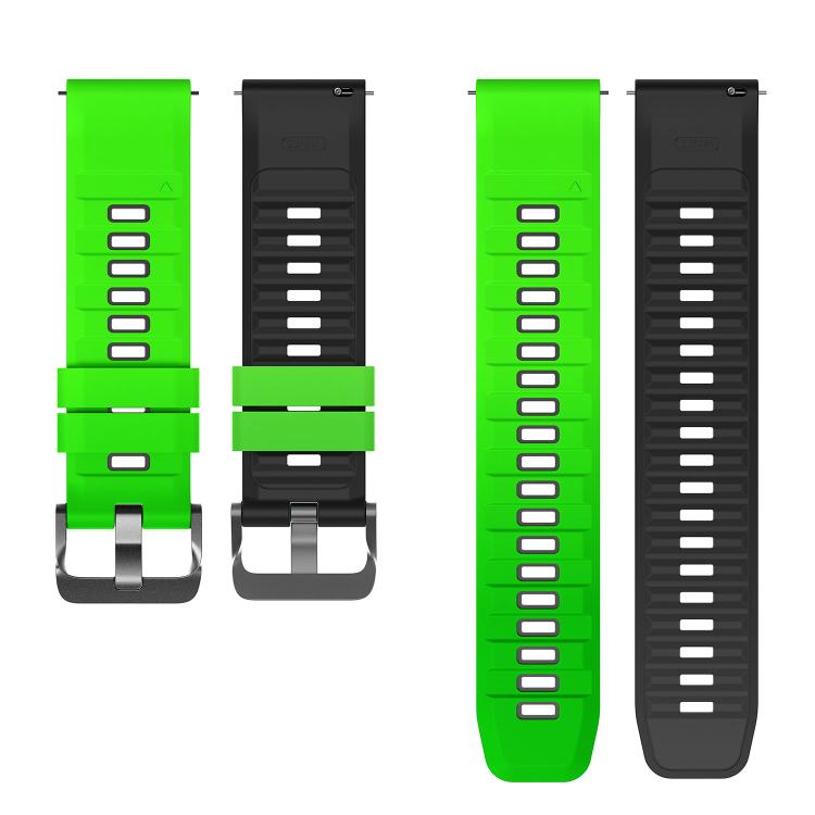 22mm Black Steel Pin Buckle Two Color Silicone Watch Band