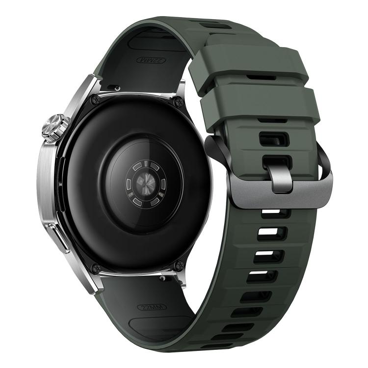 22mm Black Steel Pin Buckle Two Color Silicone Watch Band