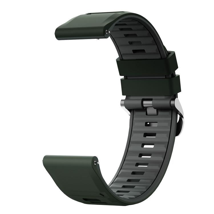 22mm Black Steel Pin Buckle Two Color Silicone Watch Band