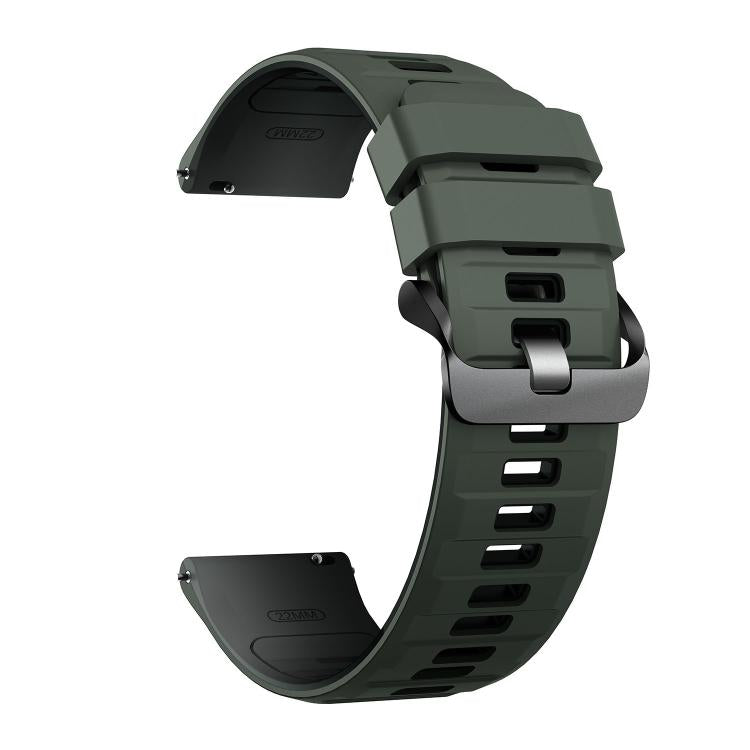 22mm Black Steel Pin Buckle Two Color Silicone Watch Band