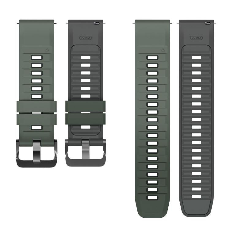 22mm Black Steel Pin Buckle Two Color Silicone Watch Band