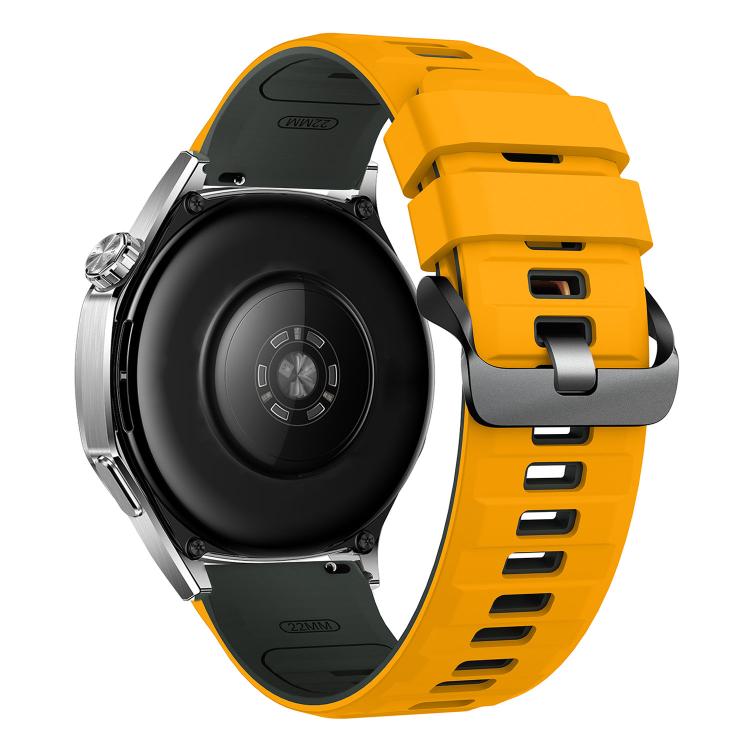 22mm Black Steel Pin Buckle Two Color Silicone Watch Band