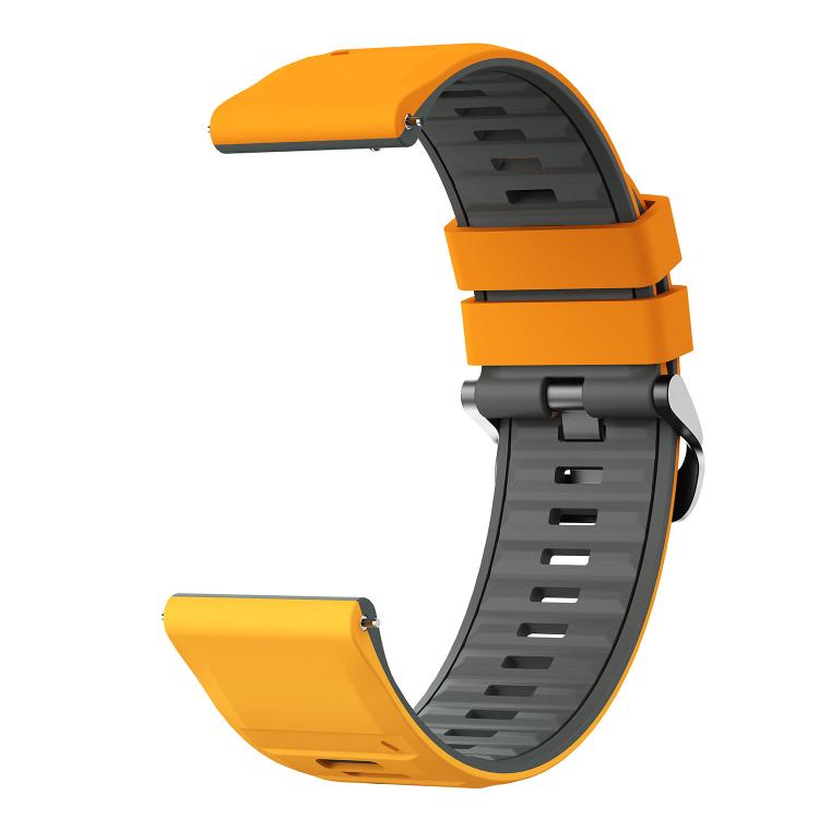 22mm Black Steel Pin Buckle Two Color Silicone Watch Band