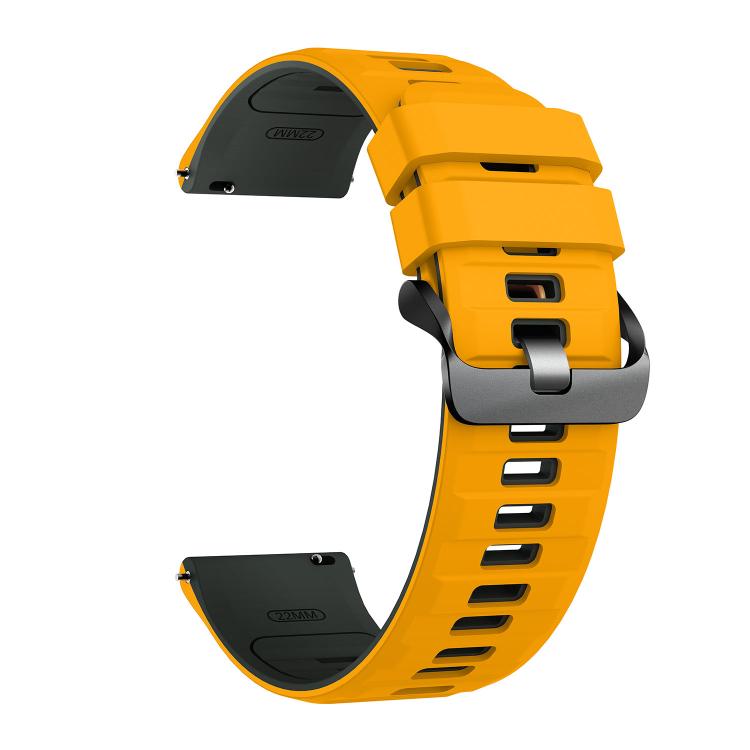 22mm Black Steel Pin Buckle Two Color Silicone Watch Band