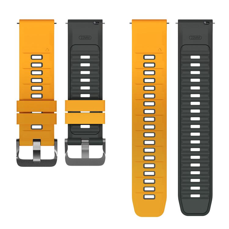 22mm Black Steel Pin Buckle Two Color Silicone Watch Band