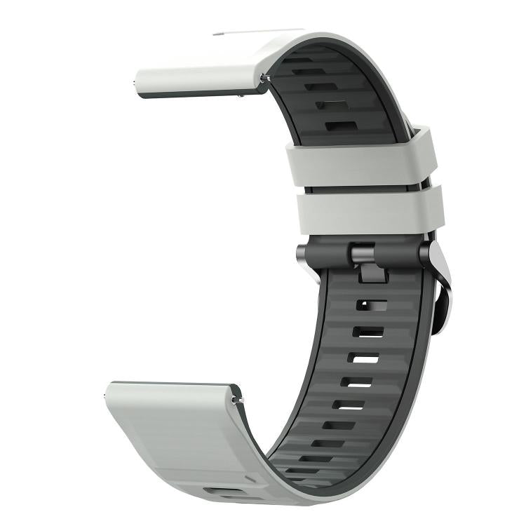 22mm Black Steel Pin Buckle Two Color Silicone Watch Band