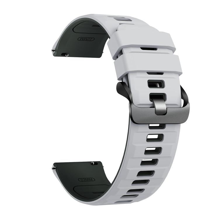 22mm Black Steel Pin Buckle Two Color Silicone Watch Band
