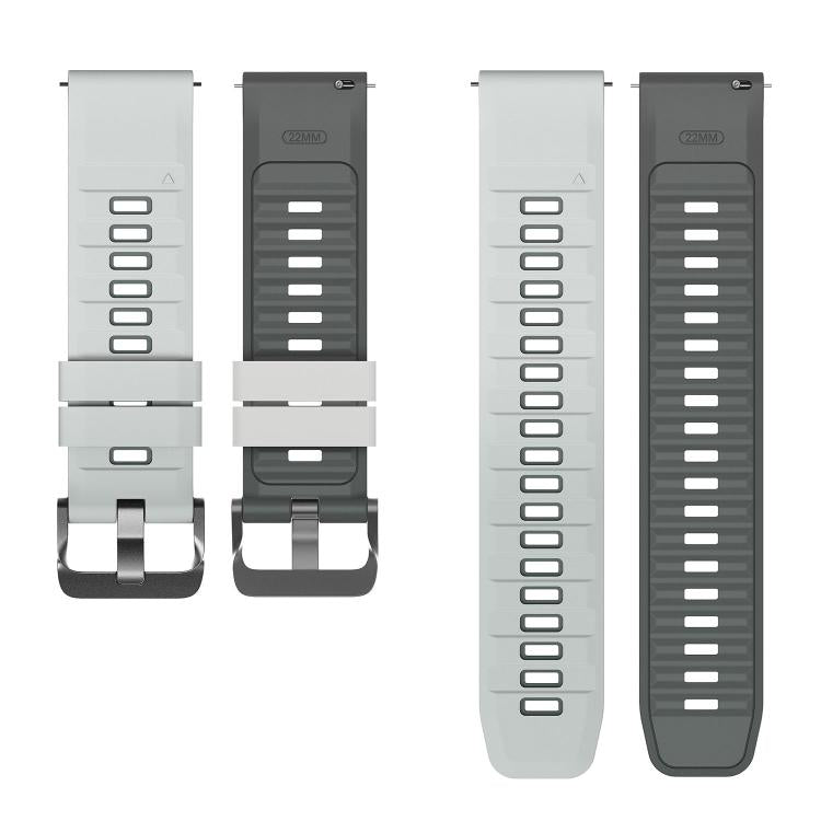 22mm Black Steel Pin Buckle Two Color Silicone Watch Band