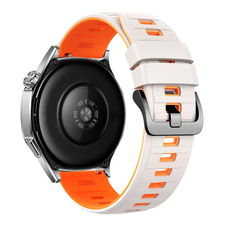 22mm Black Pin Buckle Striped Two Color Silicone Watch Band