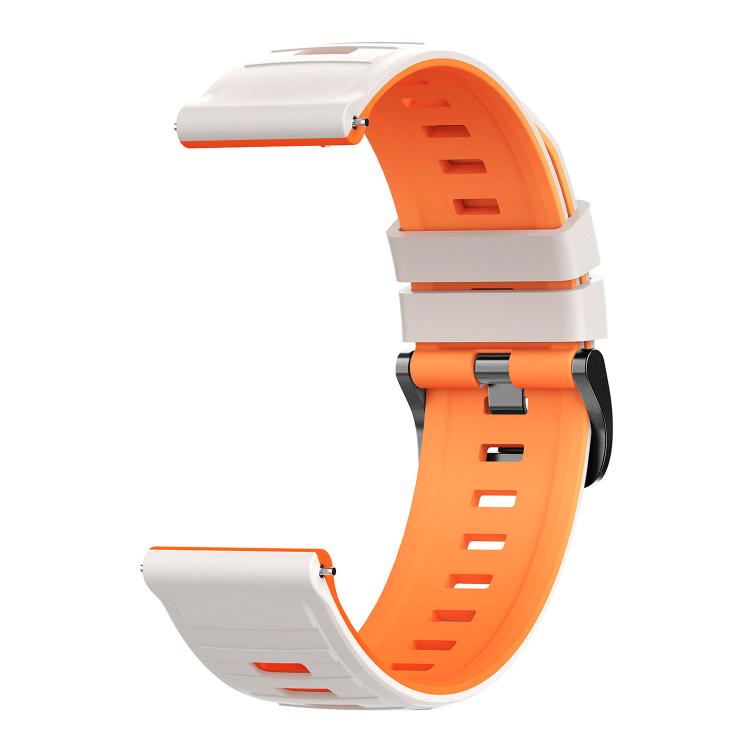 22mm Black Pin Buckle Striped Two Color Silicone Watch Band