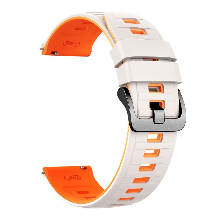 22mm Black Pin Buckle Striped Two Color Silicone Watch Band