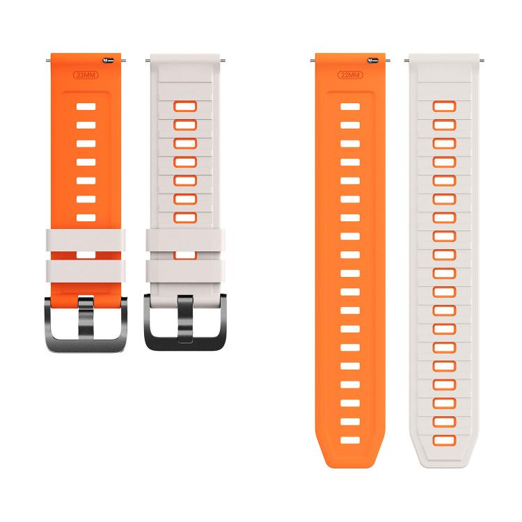 22mm Black Pin Buckle Striped Two Color Silicone Watch Band