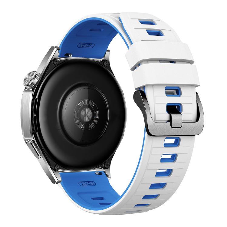 22mm Black Pin Buckle Striped Two Color Silicone Watch Band