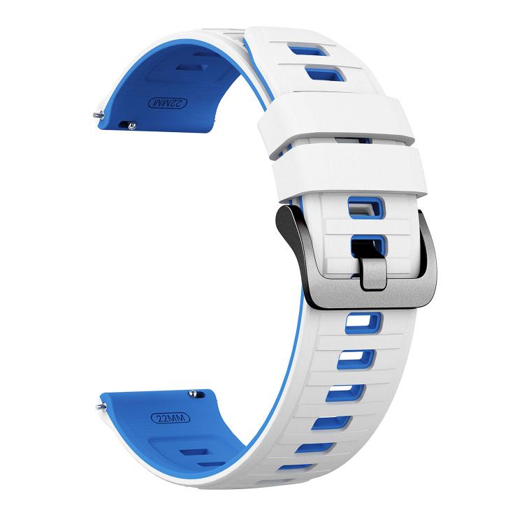 22mm Black Pin Buckle Striped Two Color Silicone Watch Band