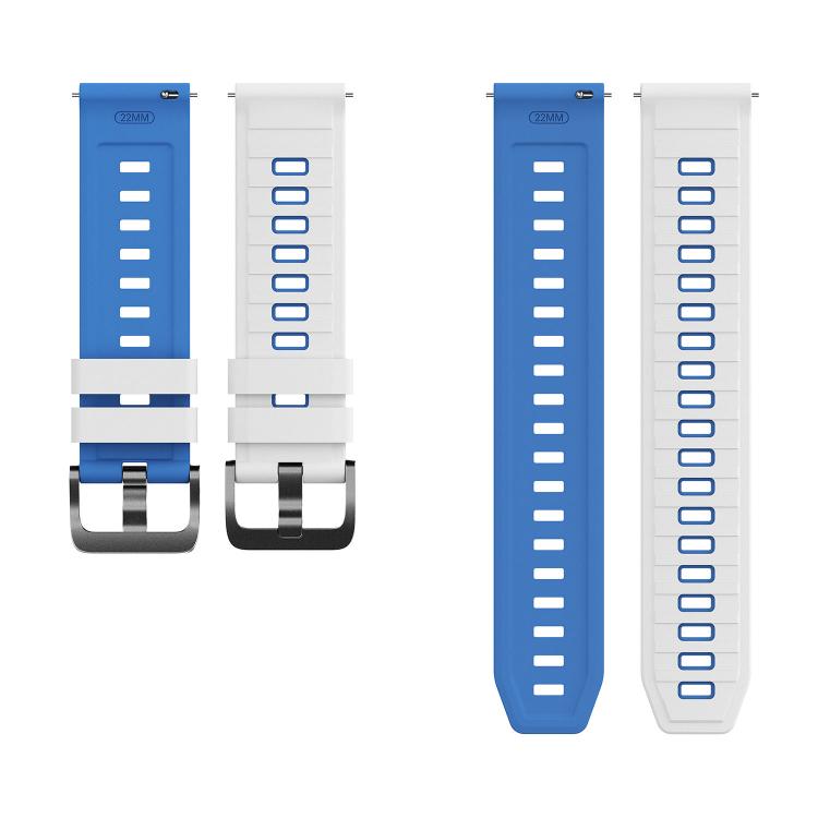 22mm Black Pin Buckle Striped Two Color Silicone Watch Band