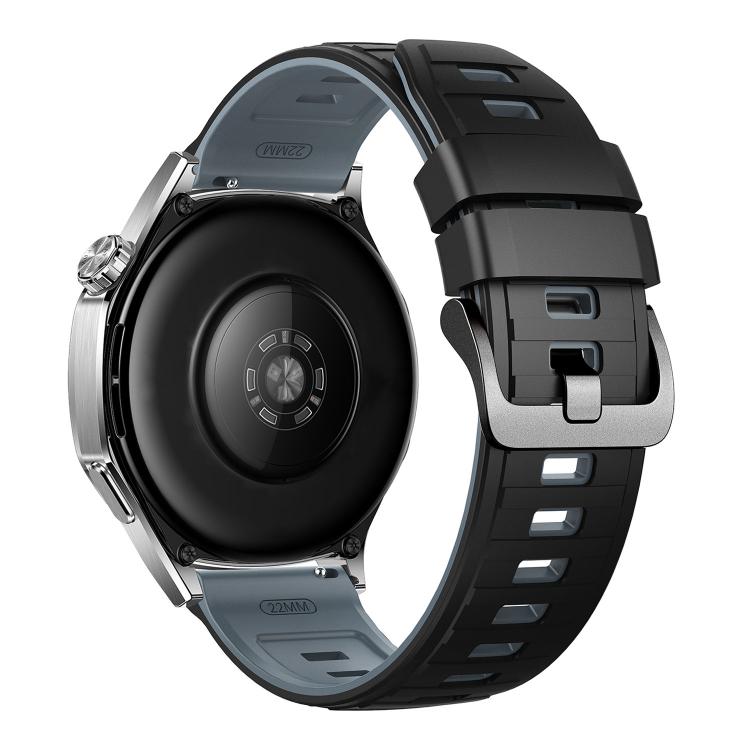 22mm Black Pin Buckle Striped Two Color Silicone Watch Band