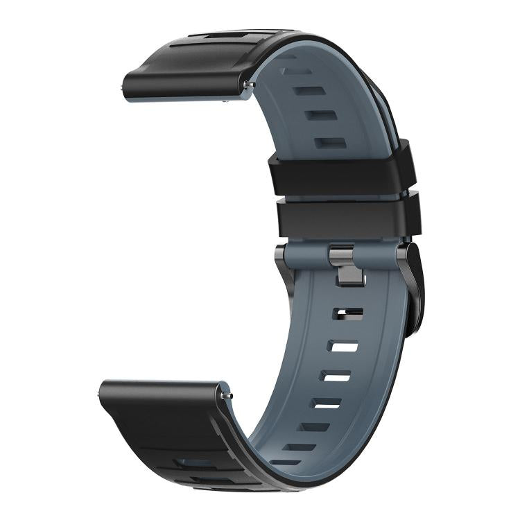 22mm Black Pin Buckle Striped Two Color Silicone Watch Band