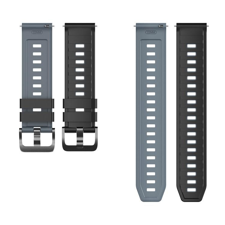 22mm Black Pin Buckle Striped Two Color Silicone Watch Band