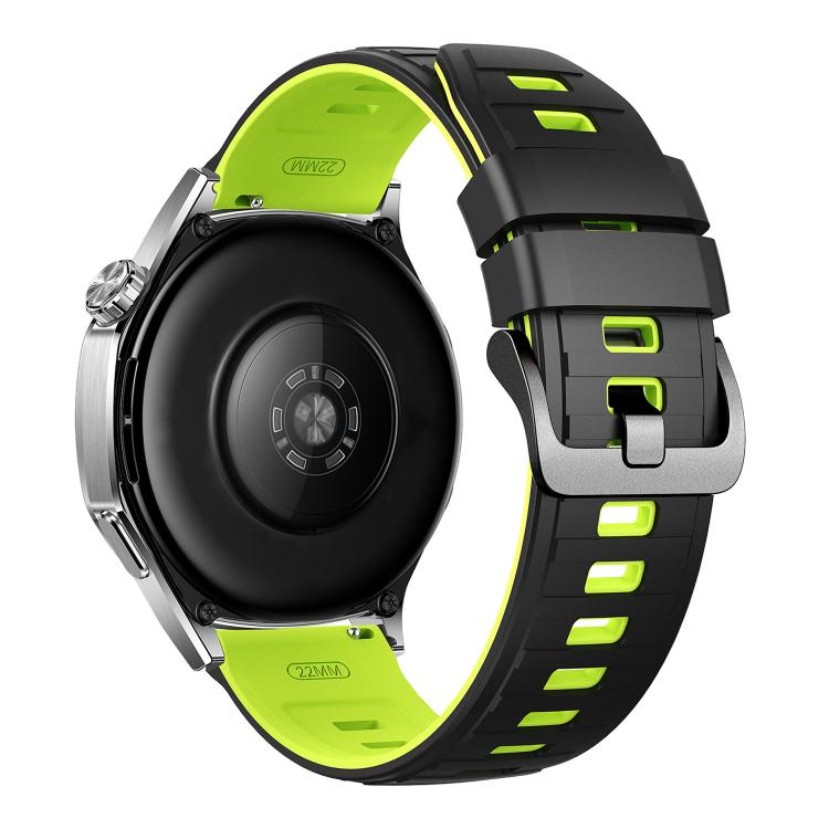22mm Black Pin Buckle Striped Two Color Silicone Watch Band