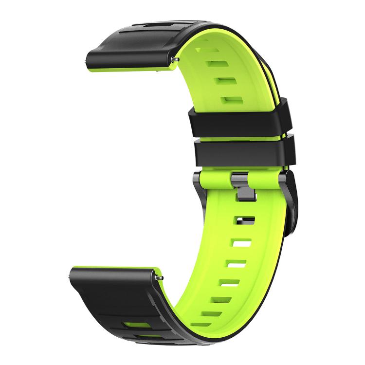 22mm Black Pin Buckle Striped Two Color Silicone Watch Band