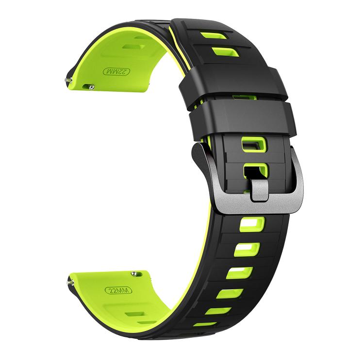 22mm Black Pin Buckle Striped Two Color Silicone Watch Band