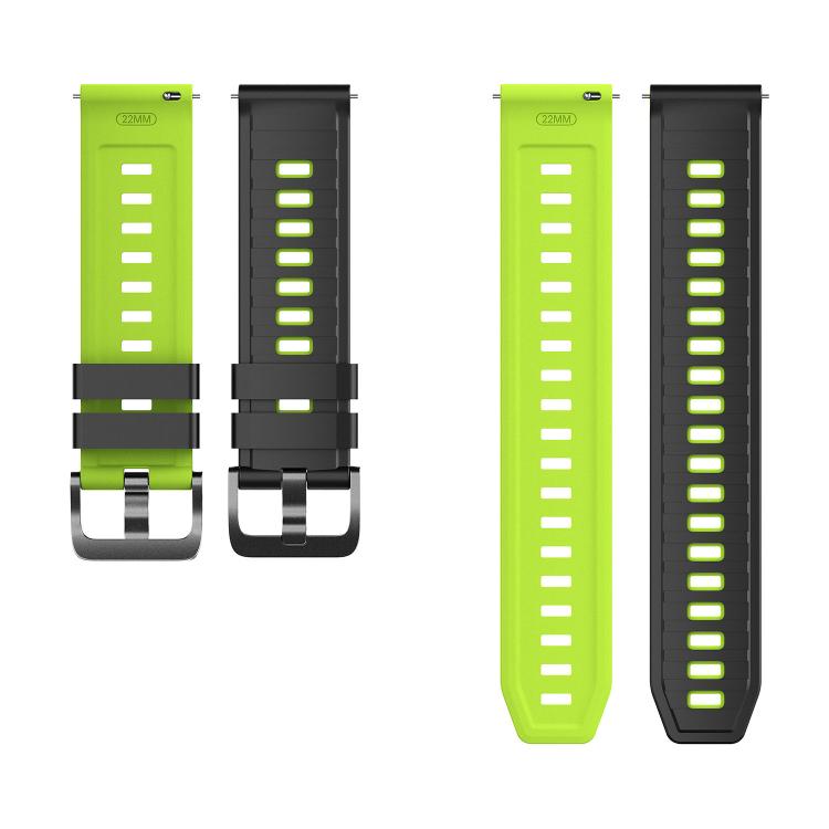 22mm Black Pin Buckle Striped Two Color Silicone Watch Band