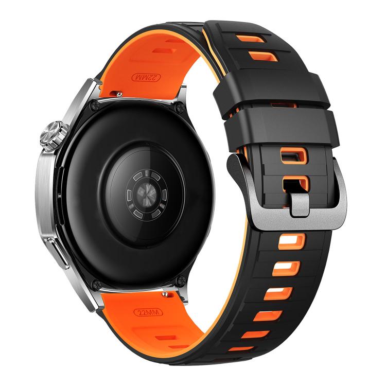 22mm Black Pin Buckle Striped Two Color Silicone Watch Band
