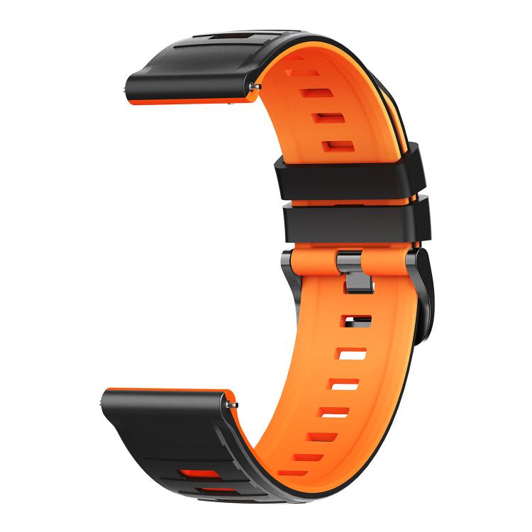 22mm Black Pin Buckle Striped Two Color Silicone Watch Band