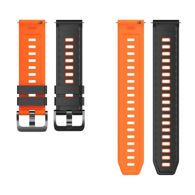 22mm Black Pin Buckle Striped Two Color Silicone Watch Band